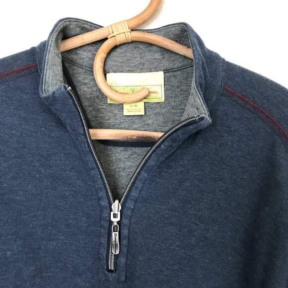 Tommy Bahama Knit 1/4 Zip Long Sleeve Pullover Sweater Shirt Blue Mens Large - Picture 5 of 8
